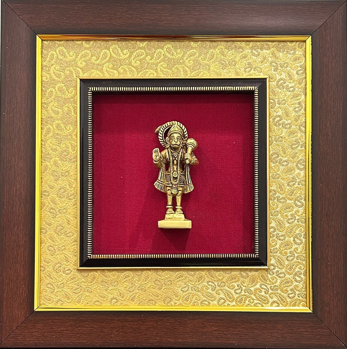 Brass Hanuman Ji Idol in Decorative Frame