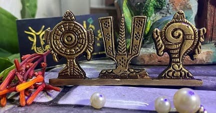 Brass Meditating Buddha Idol with Stone Mosaic Inlay