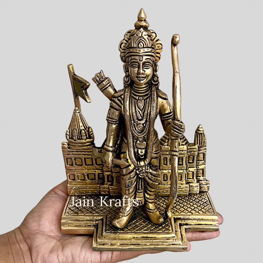 Brass Ram Lalla Idol with Ayodhya Temple Base