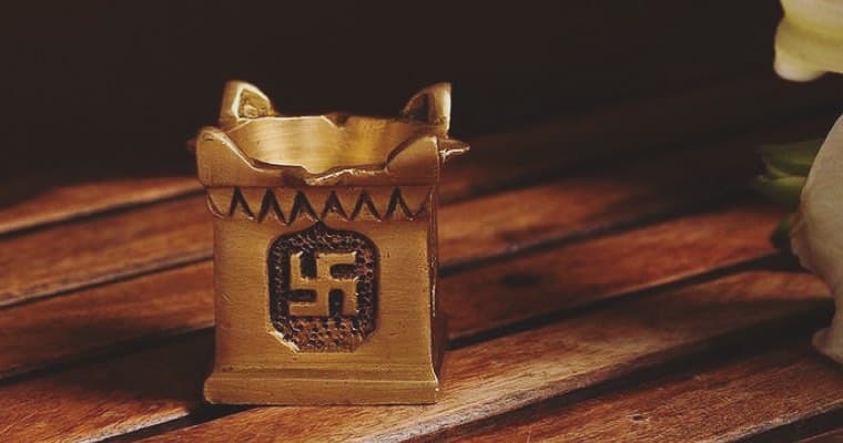 Brass Swastik Diya / Candle Holder