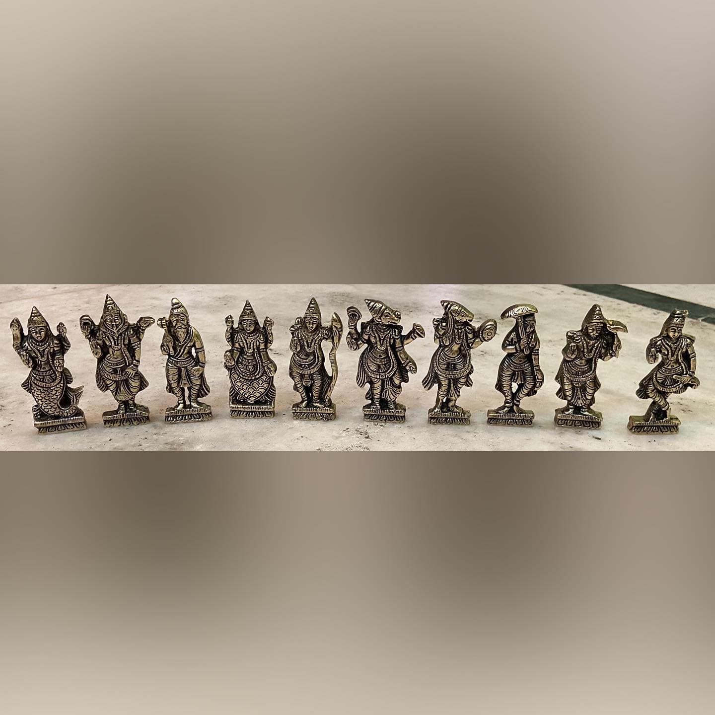 Brass Dashavatara (10 Avatars of Vishnu) Mini Idol Set