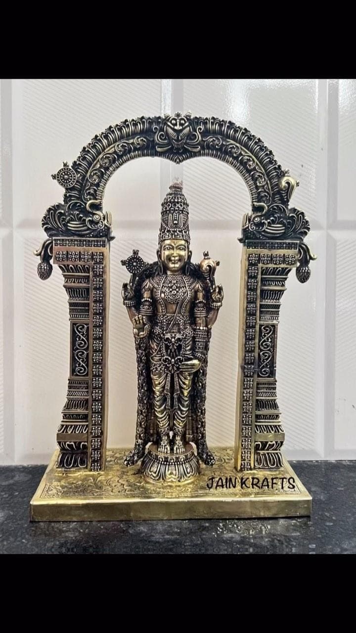 Brass Radha Krishna with Stone Work Arch – Version 2