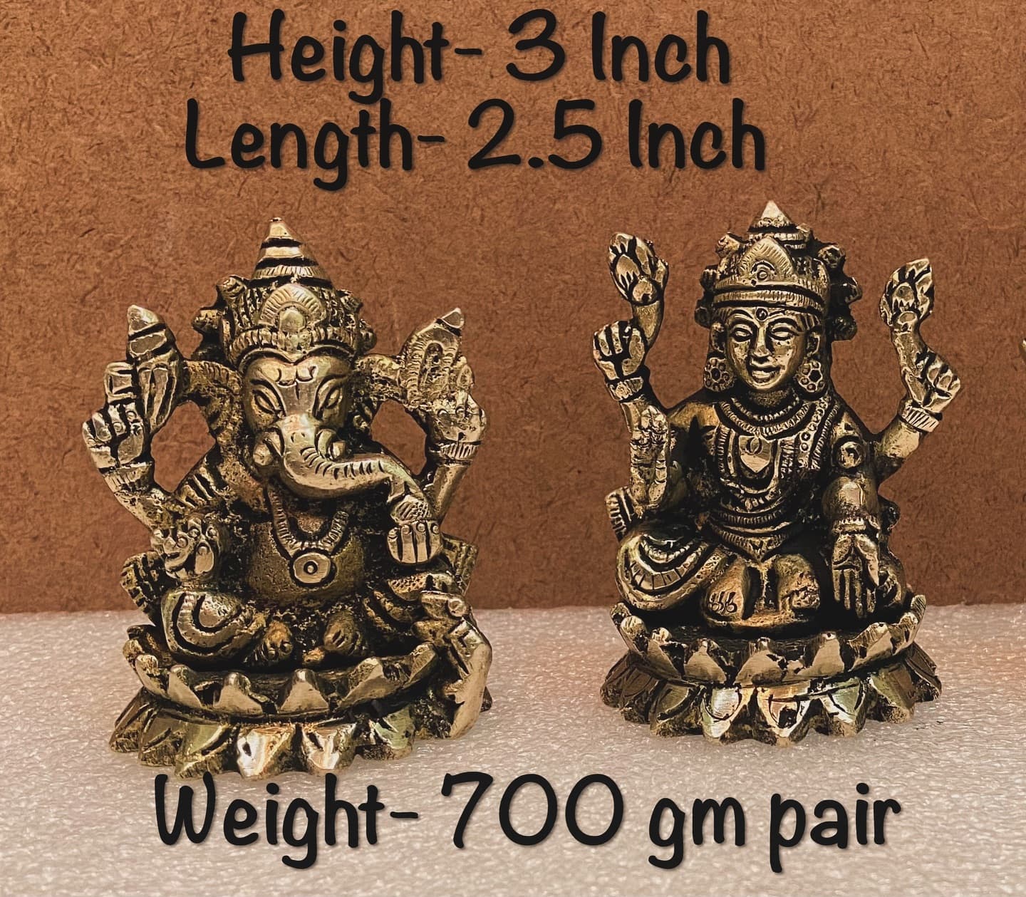 Brass Lakshmi & Ganesha Mini Idol Set – 3 Inch