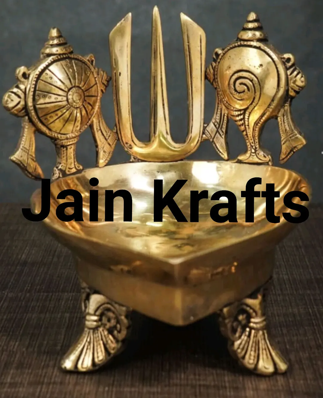 Brass Vishnu Shankh Chakra Namam Diya Bowl