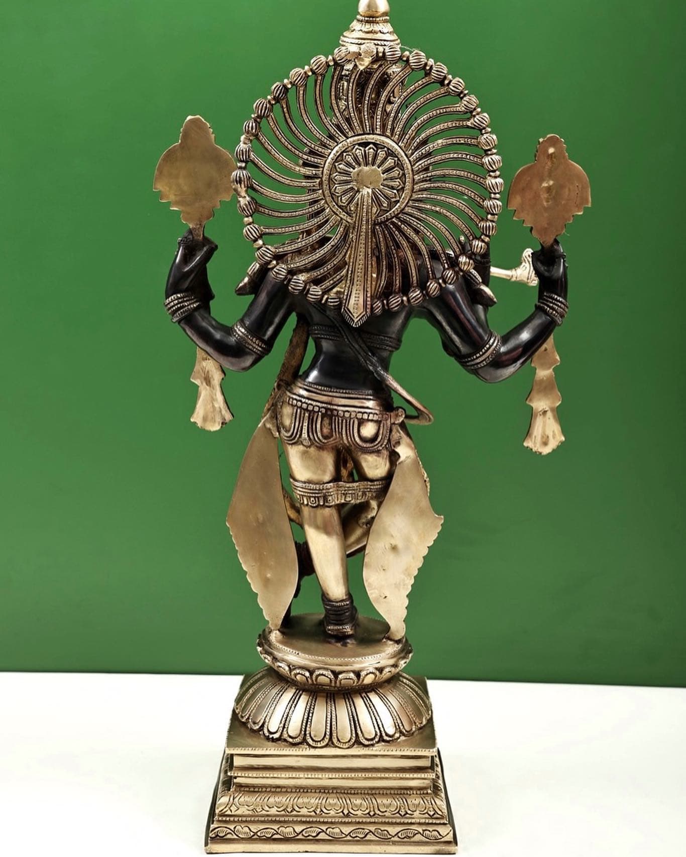 Large Brass Lakshmi & Ganesha Seated Idol – Antique Finish